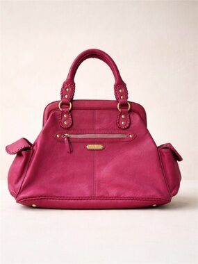 Isabella Fiore Vintage Y2K Pebble Leather Satchel Bag Pink Boho Designer Handbag